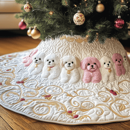Adorable Bichon Frise Quilted Tree Skirt Mother�s Day Merch Gift