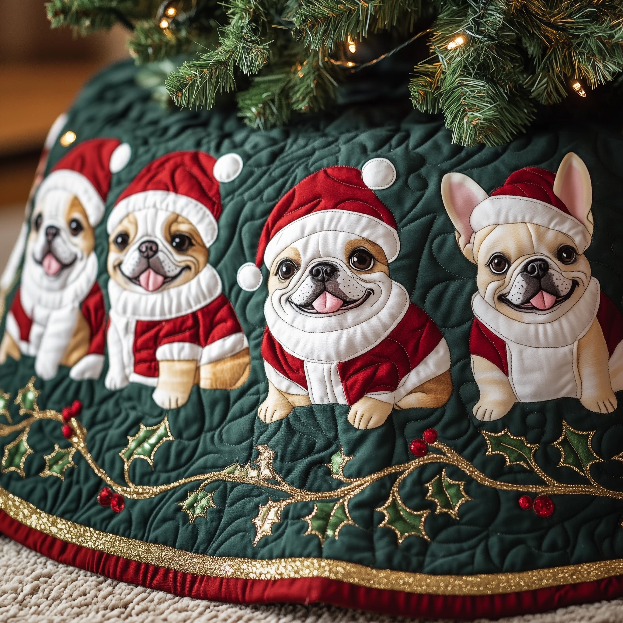 Adorable Frenchie Quilted Tree Skirt Unique Gift For Beagle Lovers
