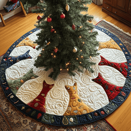Cat Of Joy Quilted Tree Skirt Merch For Home And Bedroom