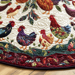 Chicken Christmas Quilted Tree Skirt Heartwarming Family Gathering Merch