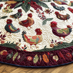 Chicken Christmas Quilted Tree Skirt Stylish Holiday Decor Gift Merch