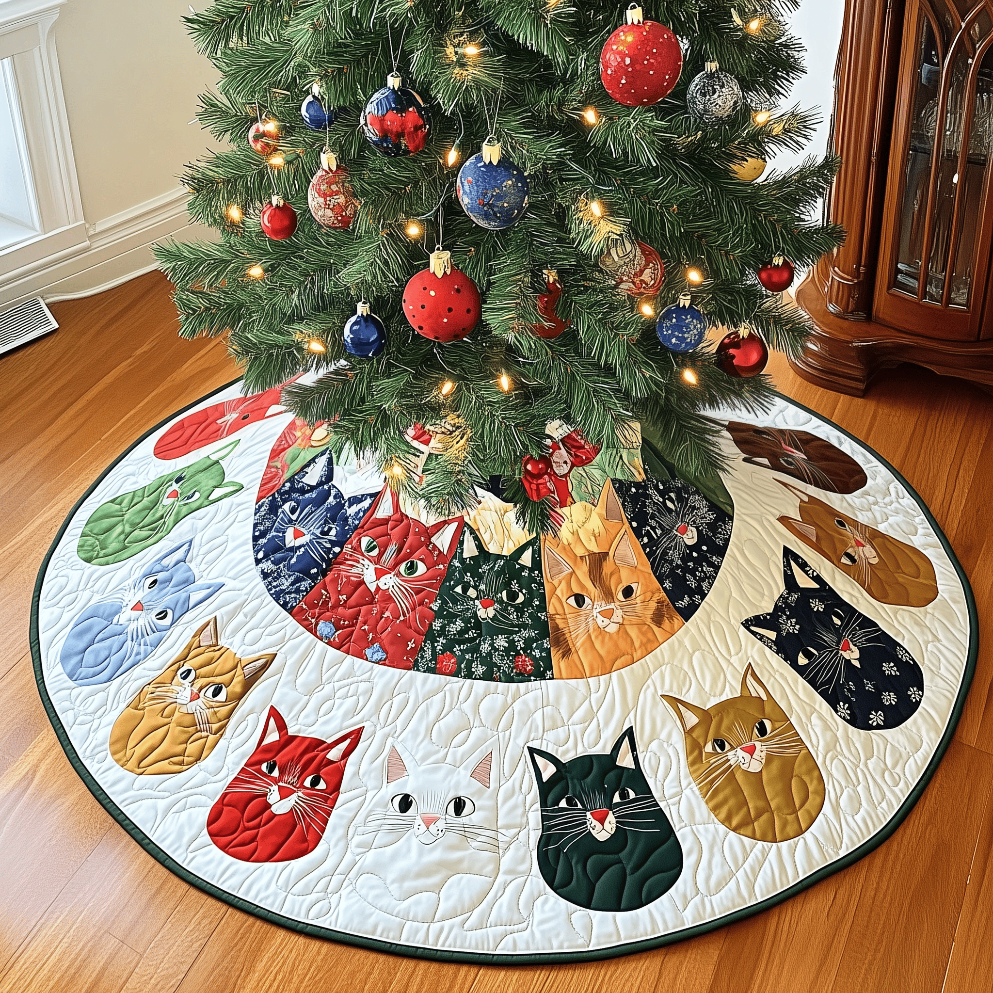 Cat Quilted Tree Skirt Lovely Mother�s Day Gift Merch