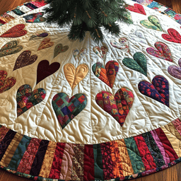 Candy Heart Christmas Quilted Tree Skirt Mother�s Day Merch Gift
