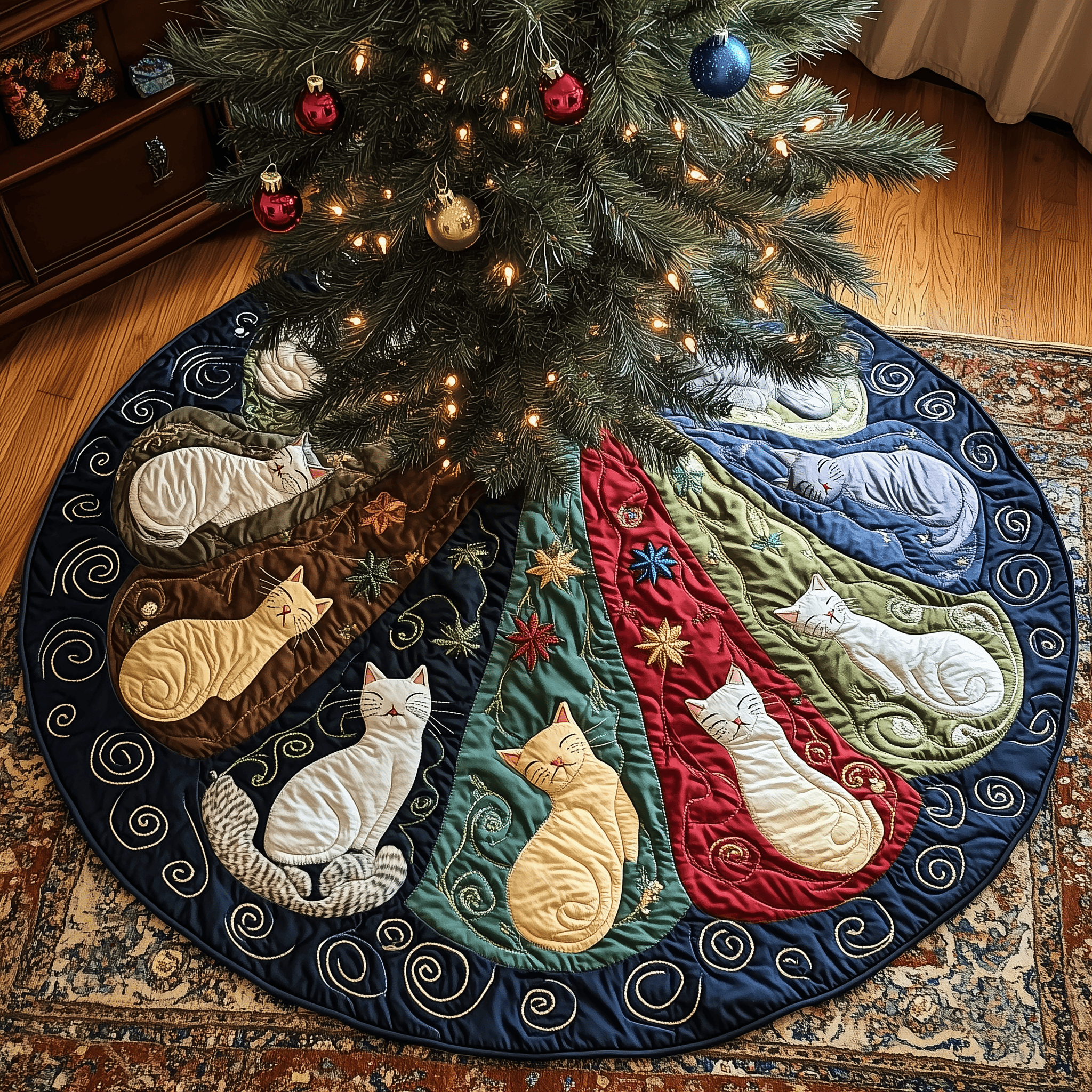 Cat Of Joy Quilted Tree Skirt Everyday Merch Choice