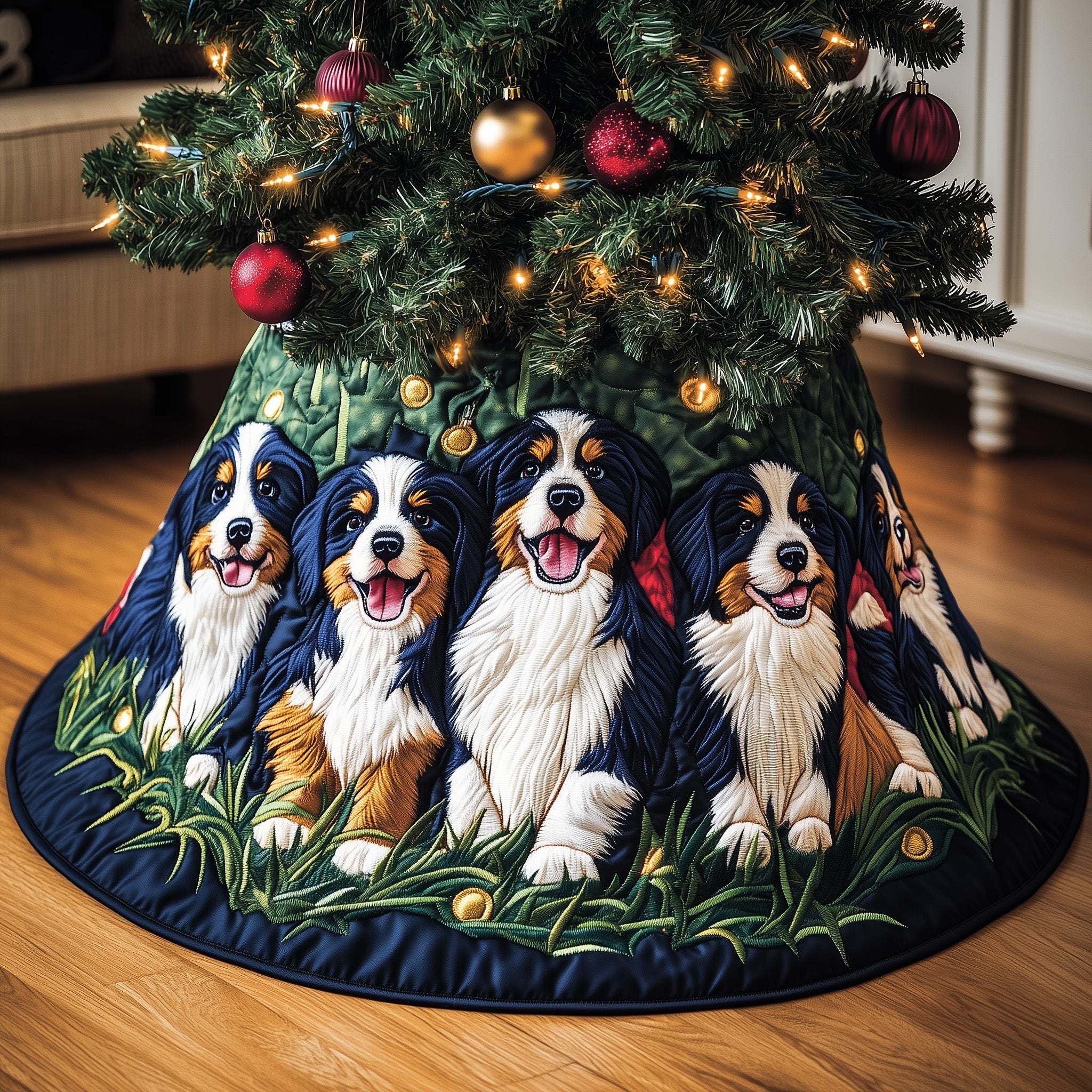 Bernese Mountain Quilted Tree Skirt Halloween Merch Gift