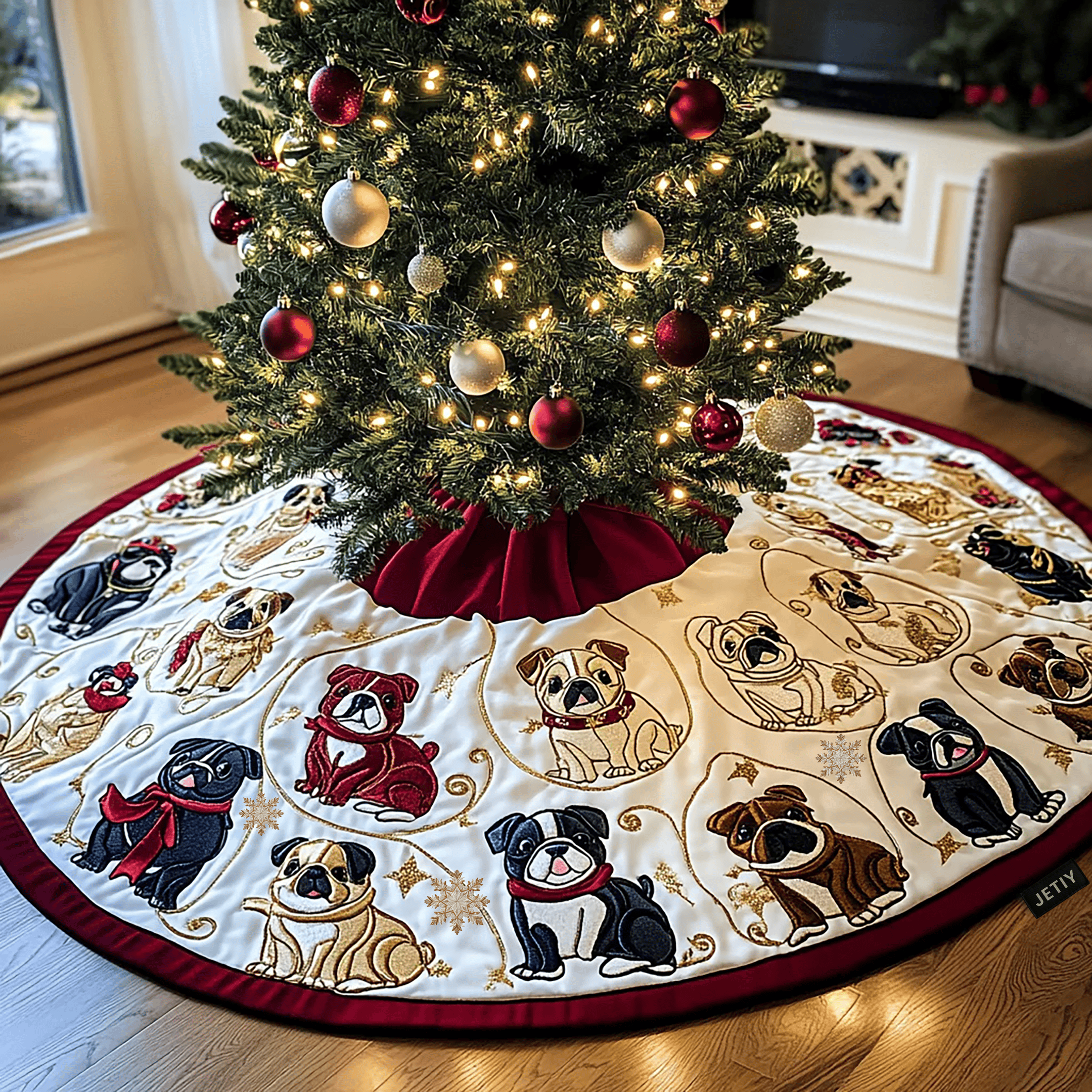 Bulldog Quilted Tree Skirt Best Gift Merch For Him