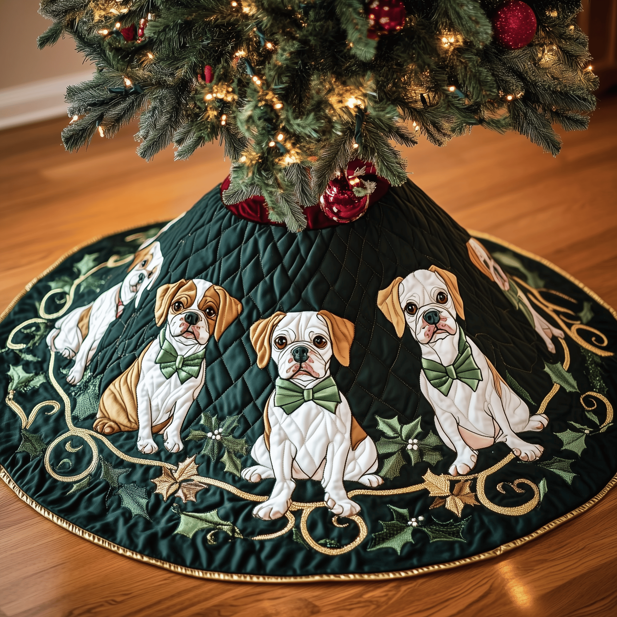 Christmas Boxer Quilted Tree Skirt Heartwarming Father�s Day Gift Merch