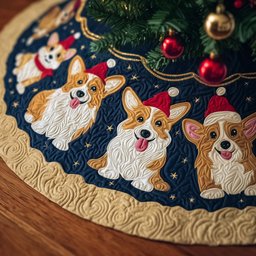 Christmas Corgi Quilted Tree Skirt Must-Have Holiday Decor Merch