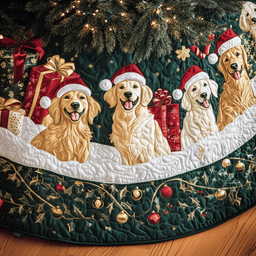 Christmas Golden Retriever Quilted Tree Skirt Heartwarming Father�s Day Gift Merch