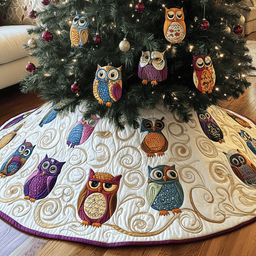 Christmas Owl Quilted Tree Skirt Thoughtful Valentine�s Day Gift Merch