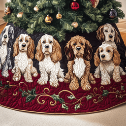 Christmas Cocker Spaniel Quilted Tree Skirt Perfect Christmas Gift Merch