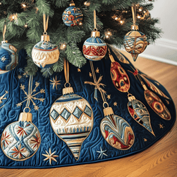 Christmas Ornament Quilted Tree Skirt Holiday Tree Skirt Must-Have