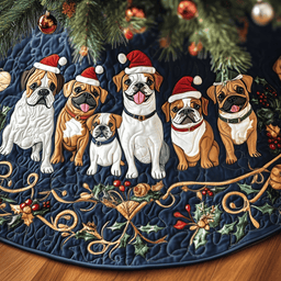 Christmas Boxer Quilted Tree Skirt Warm Gift Merch For Family