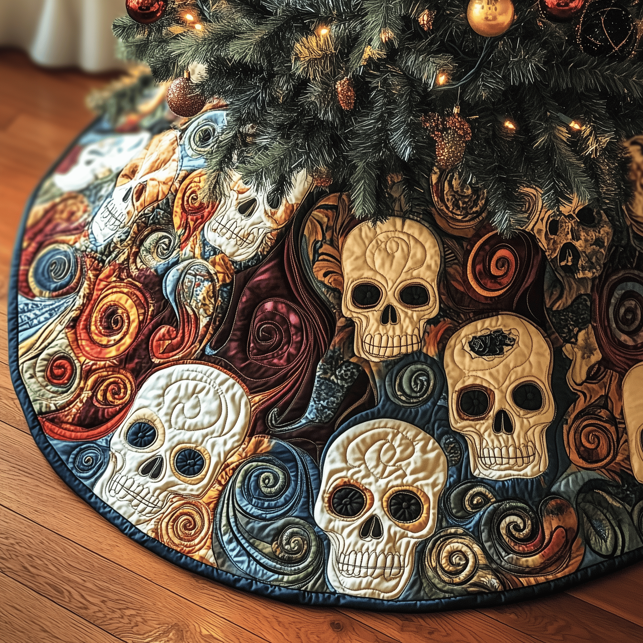 Christmas Mystique Skull Quilted Tree Skirt Lovely Mother�s Day Gift Merch