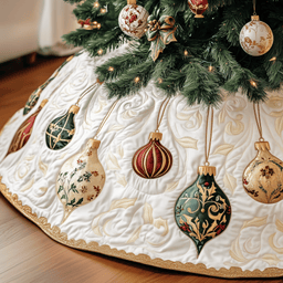 Christmas Ornament Quilted Tree Skirt Beautiful Christmas Tree Skirt Merch