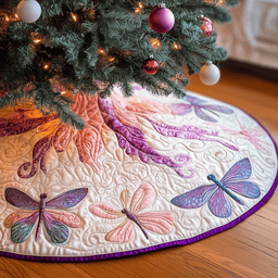 Christmas Dragonfly Quilted Tree Skirt Best New Year Gift Merch