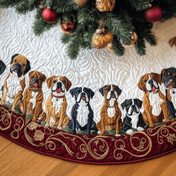 Christmas Boxer Quilted Tree Skirt Beautiful Christmas Home Merch