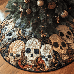 Christmas Mystique Skull Quilted Tree Skirt Holiday Gift Merch