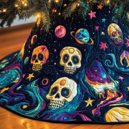 Christmas Melting Skull Quilted Tree Skirt Festive Tree Skirt Gift Choice