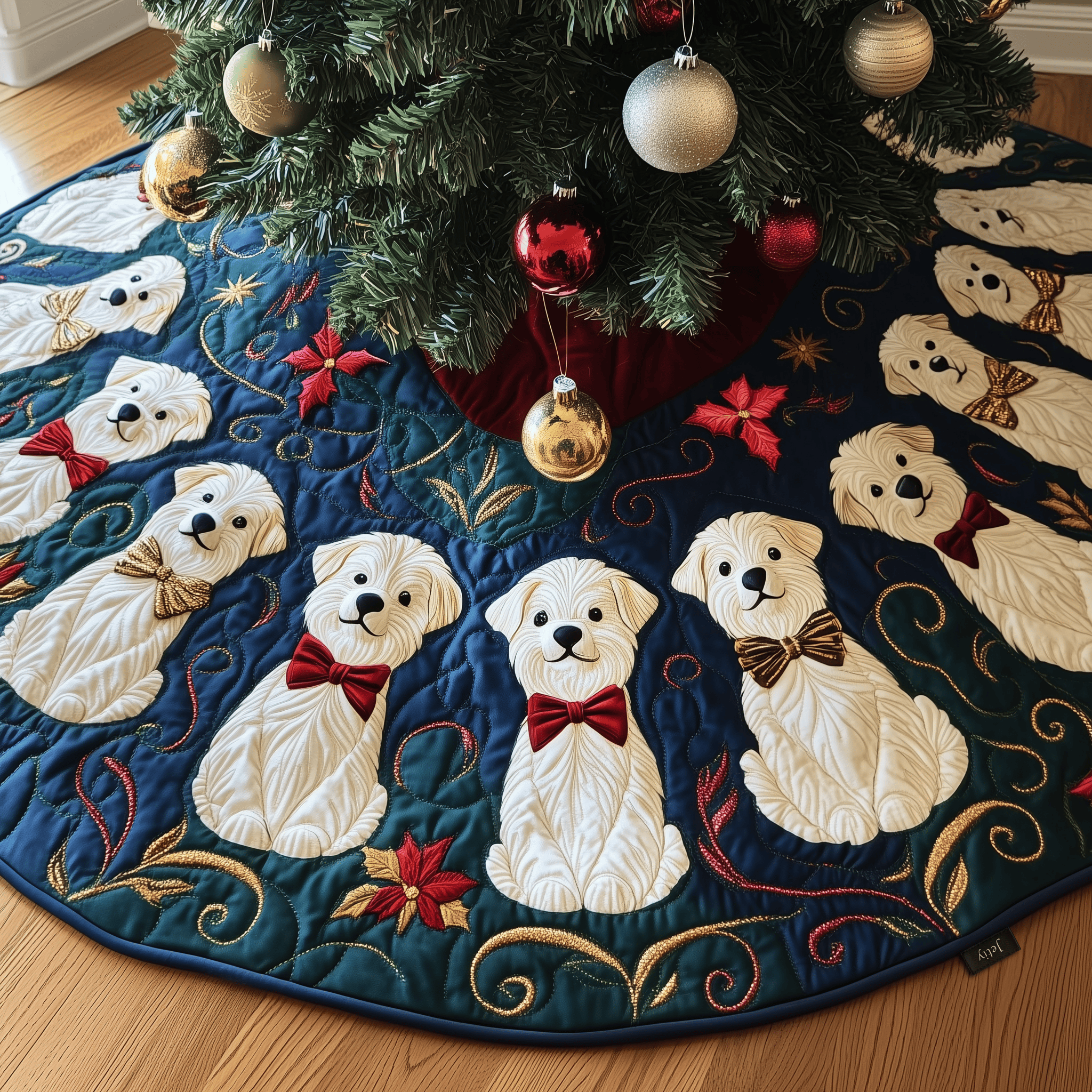Christmas Maltese Quilted Tree Skirt Beautiful Christmas Tree Skirt Merch