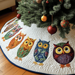 Christmas Owl Quilted Tree Skirt Heartwarming Father�s Day Gift Merch