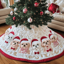Christmas Shih Tzu Quilted Tree Skirt Meaningful Anniversary Gift Merch
