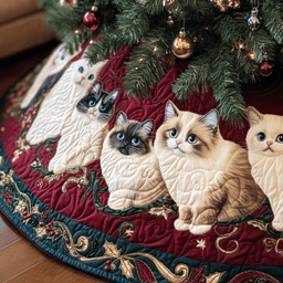 Christmas Ragdoll Cat Quilted Tree Skirt Best New Year Gift Merch
