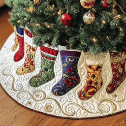 Christmas Stockings Quilted Tree Skirt Perfect Home For Christmas Tree Merch
