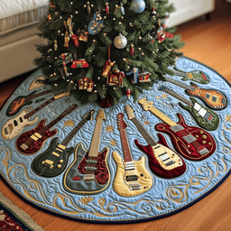 Christmas Swirl Guitar Quilted Tree Skirt Heartfelt Gift Merch For Mom