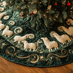 Christmas Sheep Quilted Tree Skirt Thoughtful Valentine�s Day Gift Merch(1)