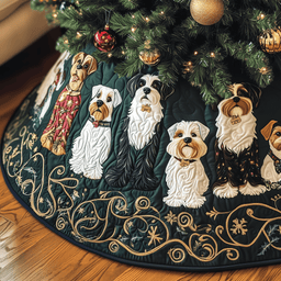 Christmas Schnauzer Quilted Tree Skirt Holiday Tree Skirt Must-Have