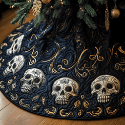 Elegant Skull Quilted Tree Skirt Joyful Home Merch Collection