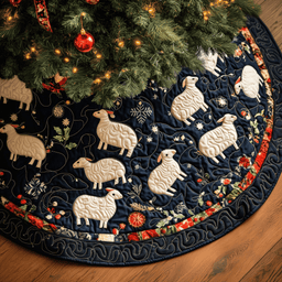 Christmas Sheep Quilted Tree Skirt Thoughtful Valentine�s Day Gift Merch