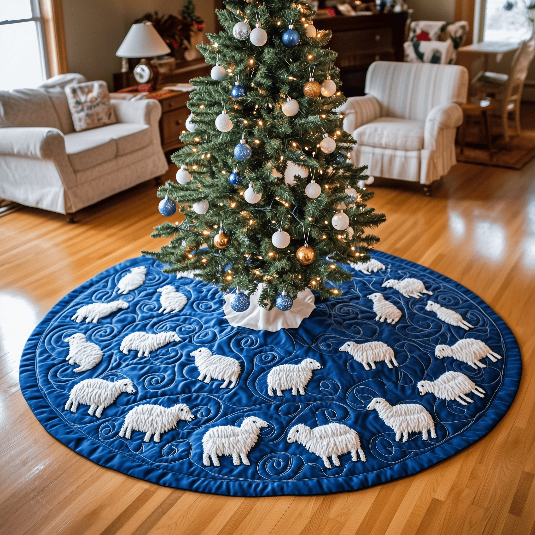 Christmas Sheep Quilted Tree Skirt Lovely Mother�s Day Gift Merch