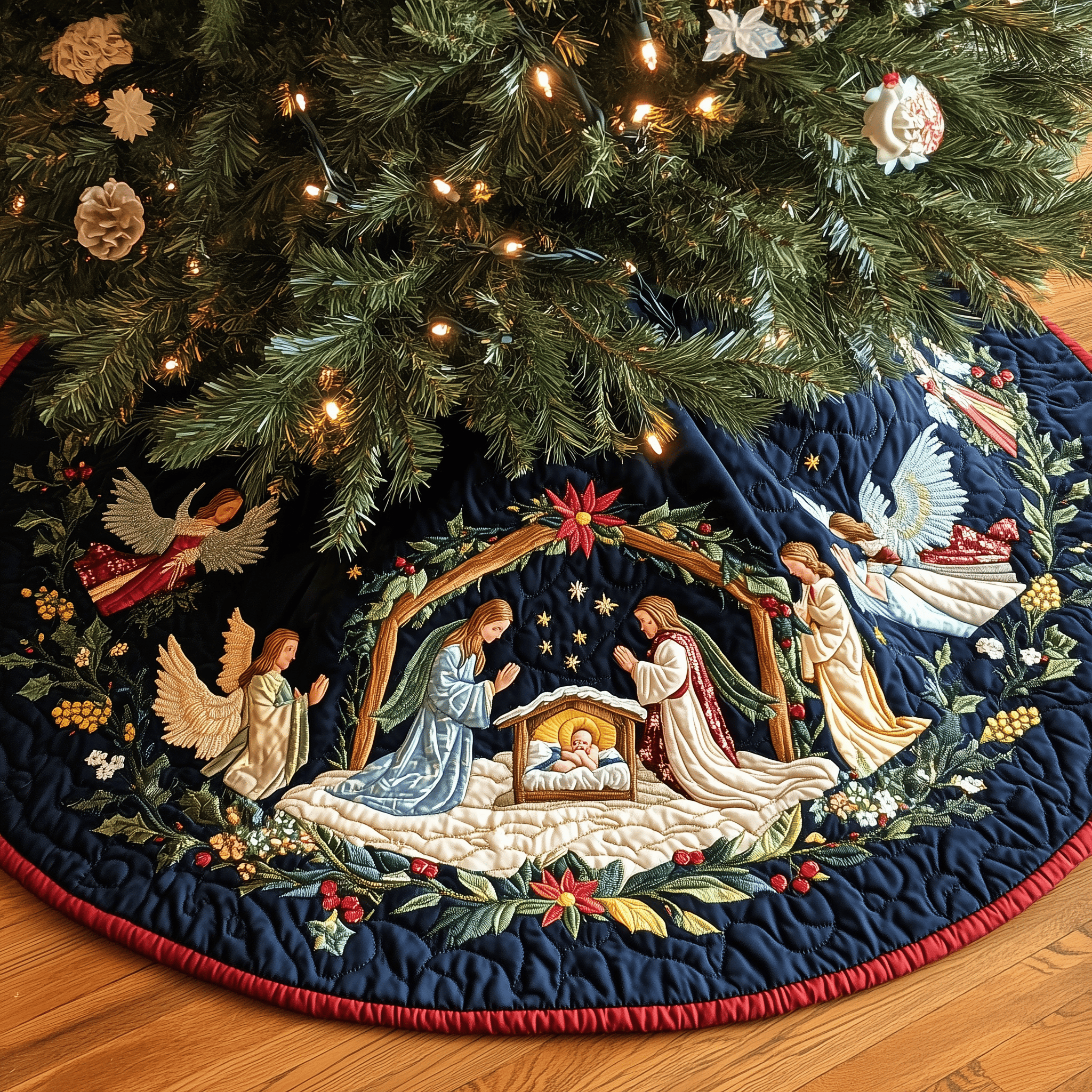 Christs Arrival Quilted Tree Skirt Father�s Day Merch Gift