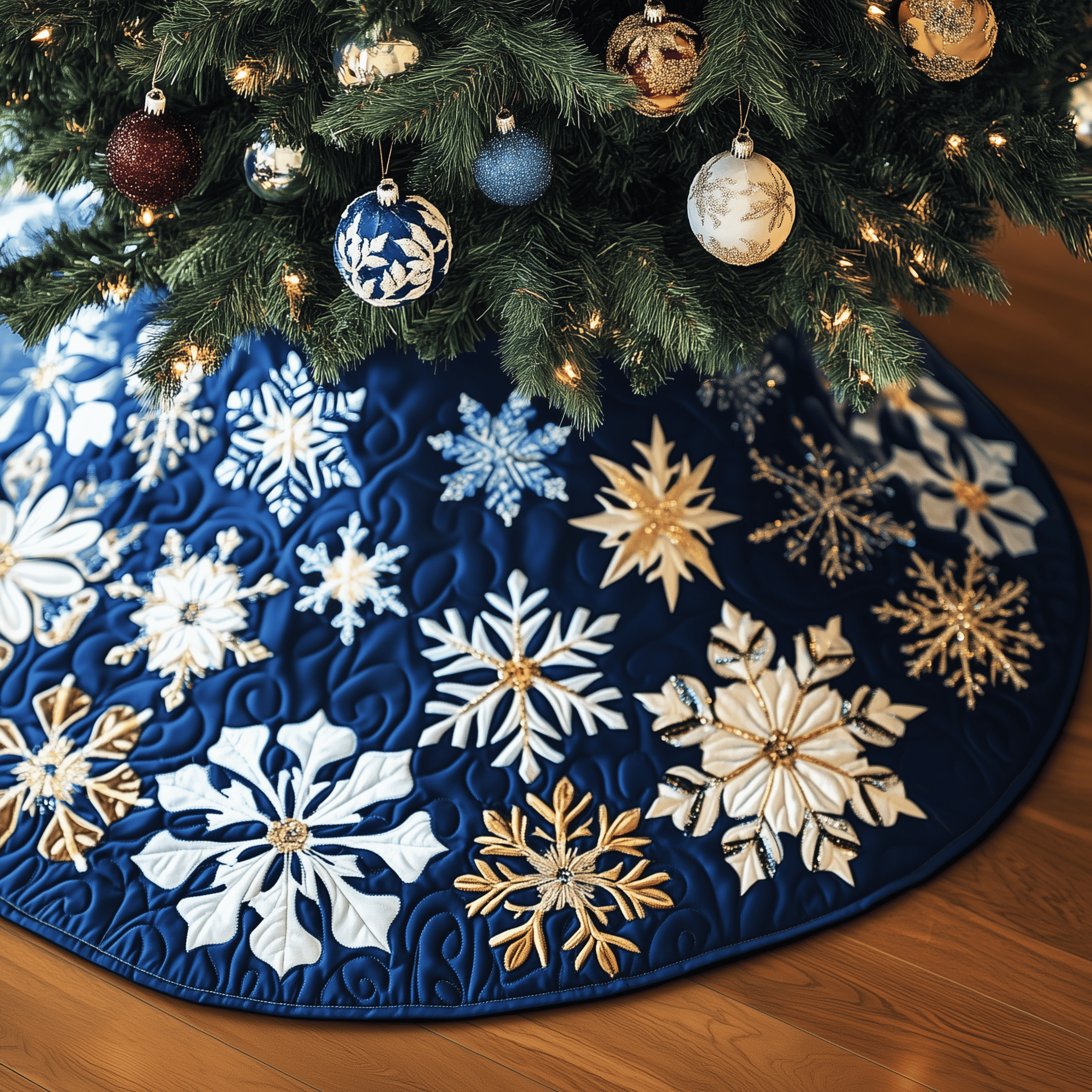 Christmas Snowflakes Quilted Tree Skirt Thoughtful Valentine�s Day Gift Merch