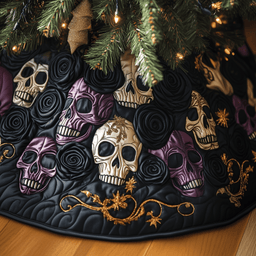 Christmas Skull Quilted Tree Skirt Perfect Home For Christmas Tree Merch