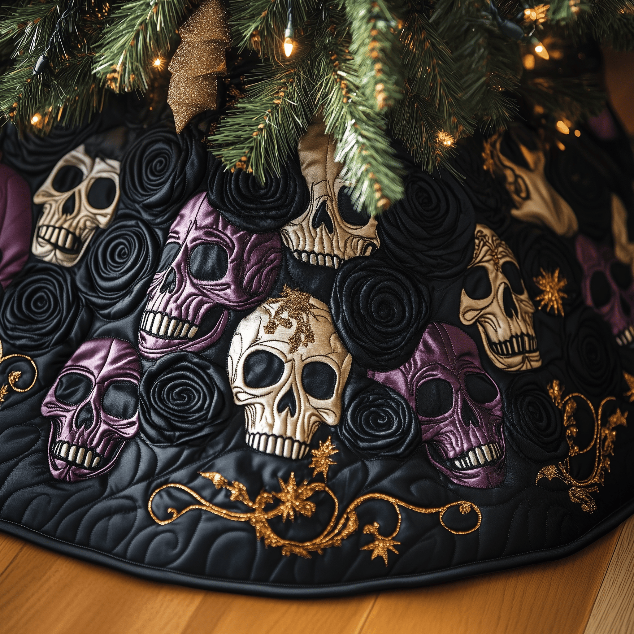 Christmas Skull Quilted Tree Skirt Perfect Home For Christmas Tree Merch