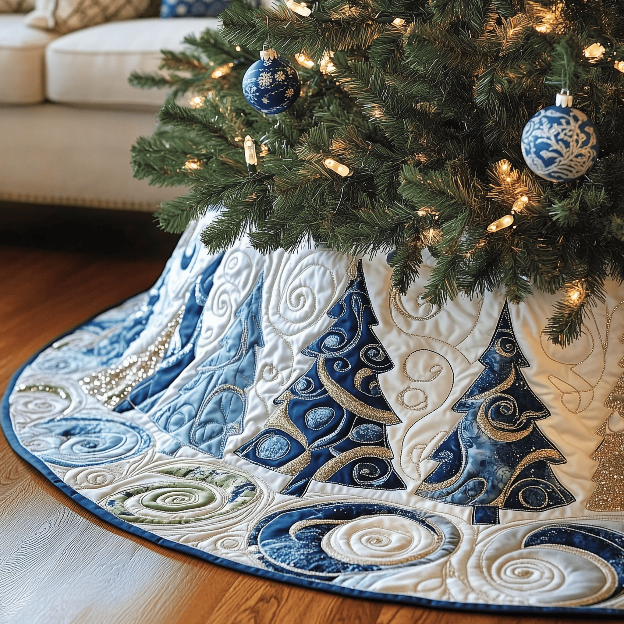 Christmas Tree Quilted Tree Skirt Holiday Gift Merch
