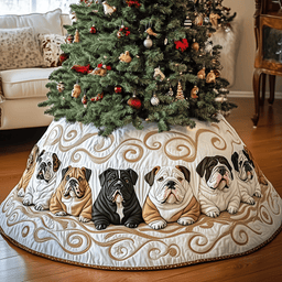 English Bulldog Quilted Tree Skirt Thoughtful Gift Merch For Dad