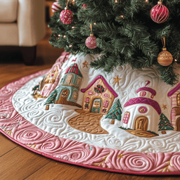 Christmas Village Quilted Tree Skirt Perfect Tree Skirt Decoration Merch