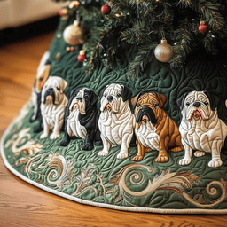 English Bulldog Quilted Tree Skirt Unique Gift Merch For Friends