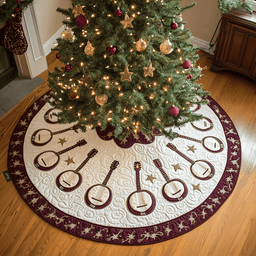 Festive Banjo Quilted Tree Skirt Thoughtful Gift Merch For Dad
