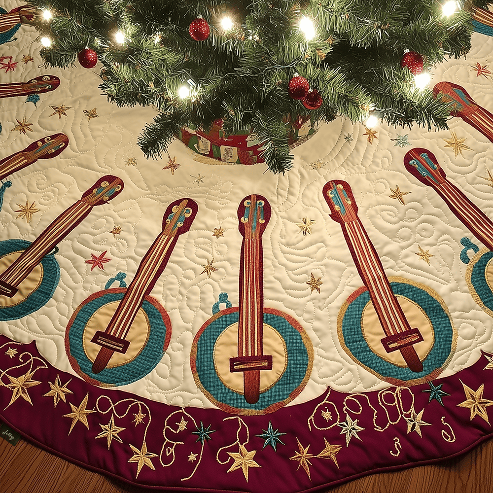 Festive Banjo Quilted Tree Skirt Perfect Gift Merch For Her