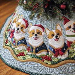Corgi Charm Quilted Tree Skirt Perfect Tree Skirt Decoration Merch