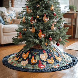 Gossiping Chickens Quilted Tree Skirt Best Gift Merch For Him