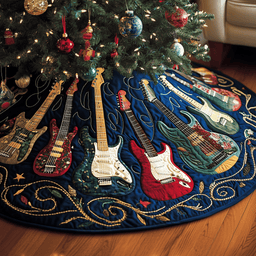 Christmas Swirl Guitar Quilted Tree Skirt Memorable Graduation Gift Merch
