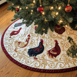 Jolly Holiday Chicken Quilted Tree Skirt Heartwarming Family Gathering Merch