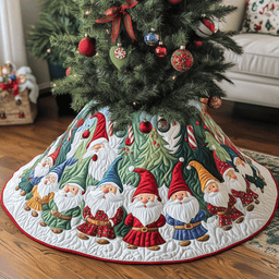 Winter Gnomes Quilted Tree Skirt Holiday Tree Skirt Must-Have
