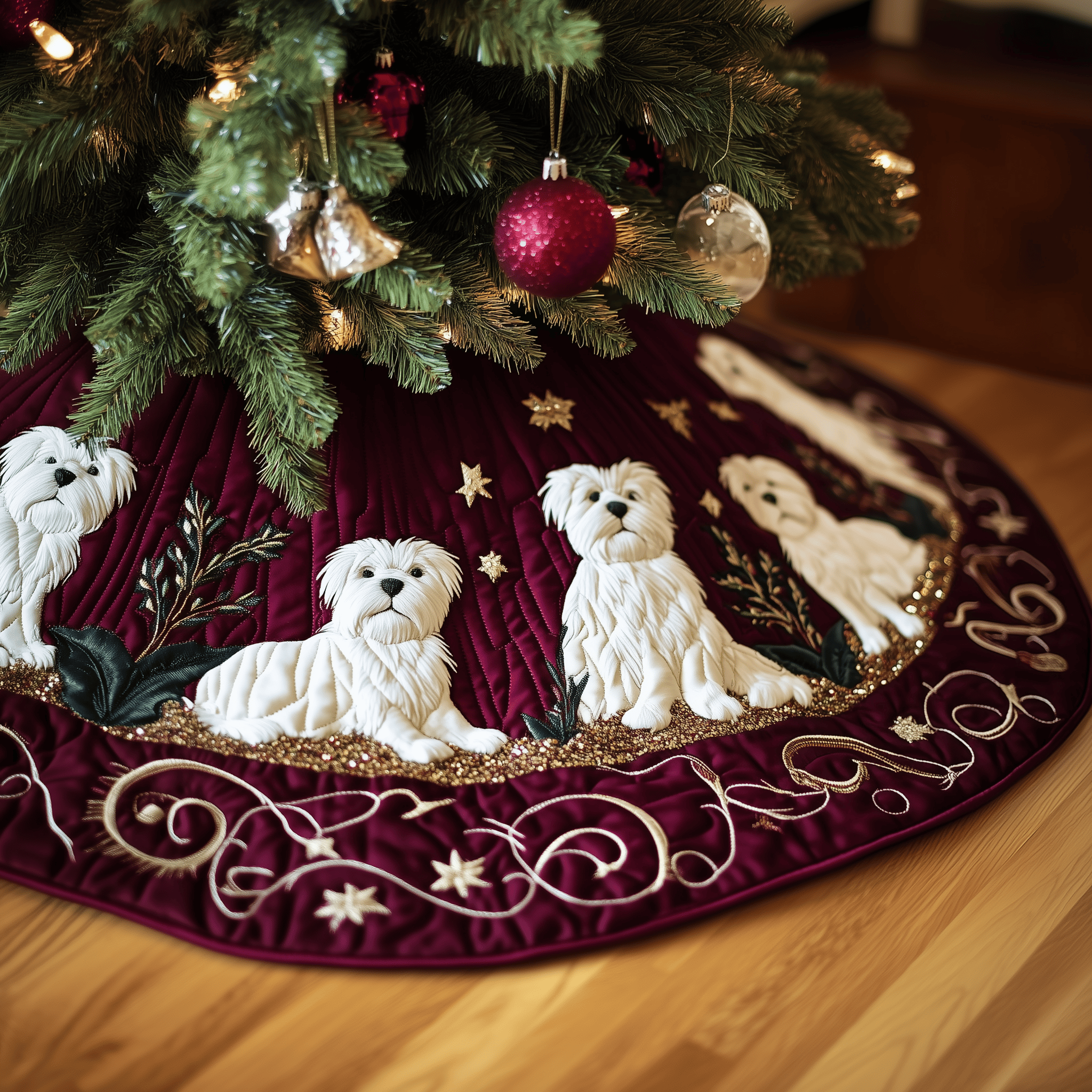 West Highland Terrie Quilted Tree Skirt Best New Year Gift Merch